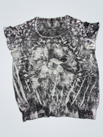 Hanna Gray Floral Short Sleeve Top