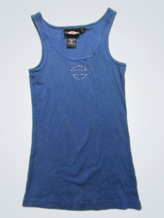 Harley-Davidson Blue Rhinestone Tank Top