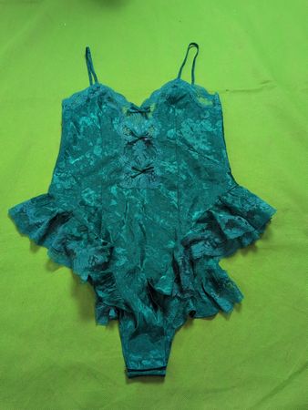 Morgan Taylor Teal Lace Trim Teddy
