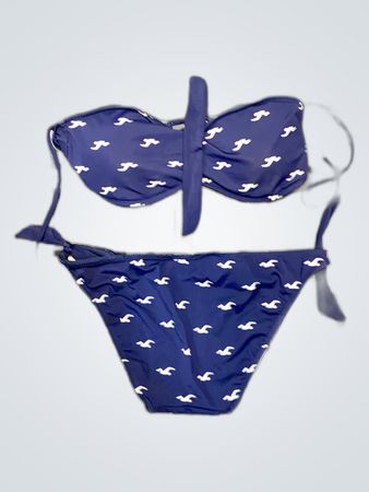 Hollister Navy Wave Print Bikini Set