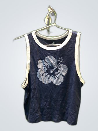Hollister Navy Hibiscus Print Tank Top