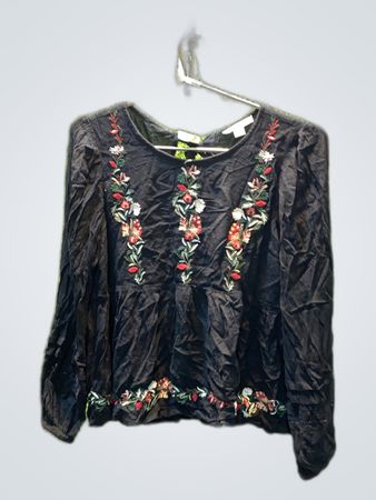 American Eagle Black Floral Blouse