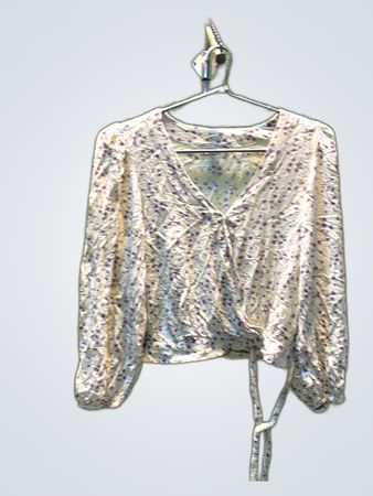 American Eagle Floral Silk Wrap Blouse