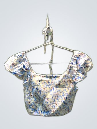 American Eagle Floral Puffed Sleeve Crop Top