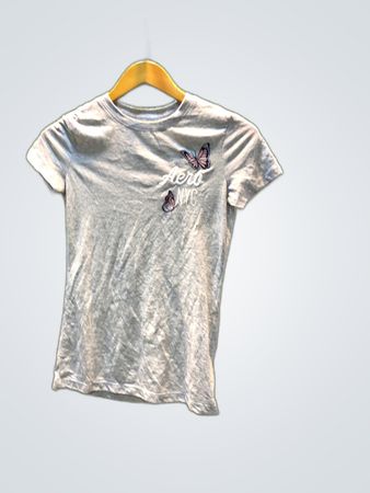 Aeropostale Classic Crew T-Shirt Gray Butterfly Graphic