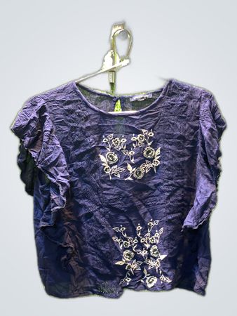 American Eagle Navy Floral Embroidered Blouse