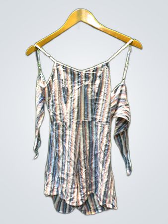 Aeropostale Striped Off-Shoulder Romper