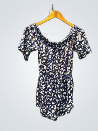 Aeropostale Navy Floral Off-Shoulder Romper