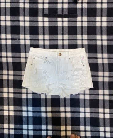 American Eagle Outfitters White Distressed Denim Shorts