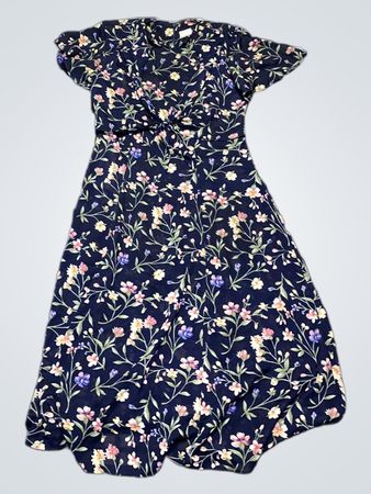 Kristy Michaels Navy Floral Print Midi Dress
