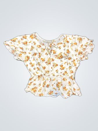 Unifarbenes, florales Druckoberteil