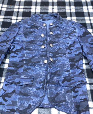 Calzorie Italy Blue Camouflage Doppelreihige Jacke