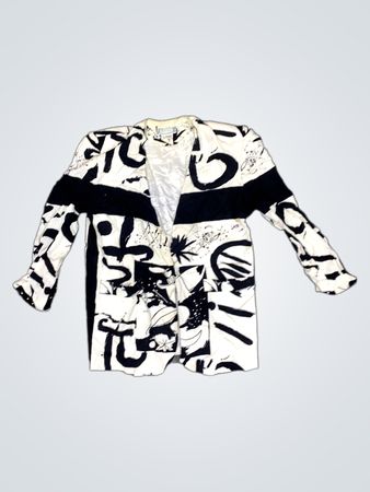 BRAEMAR PETITES Damen Blazer mit schwarz-weißem abstraktem Print