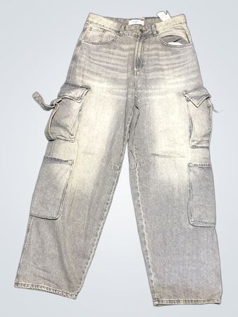 PULL&BEAR Graue Denim Cargo-Hose