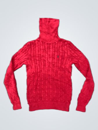 Ralph Lauren Sport Red Cable Knit Turtleneck Sweater