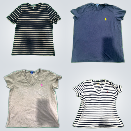 Ralph Lauren Shirt Bundle - 10er-Pack einfarbige und gestreifte T-Shirts