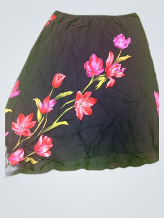 Donna Ricco Black Floral Midi Skirt