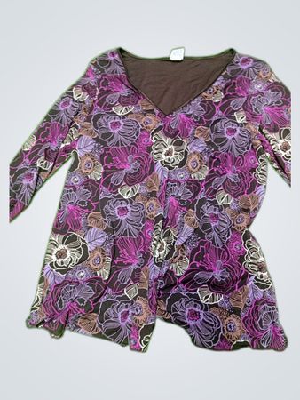 Armani Printed Floral V-Neck Blouse
