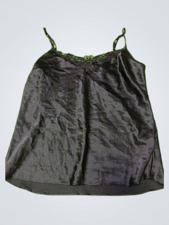 Black Lace Trim Satin Camisole