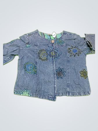 Denim Jacket with Floral Embroidery