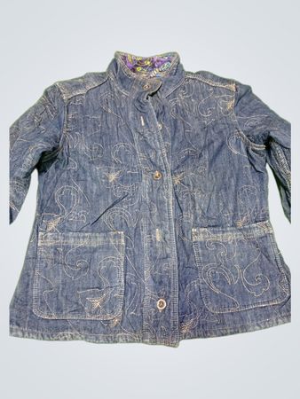 Blue Denim Jacket with Embroidered Design