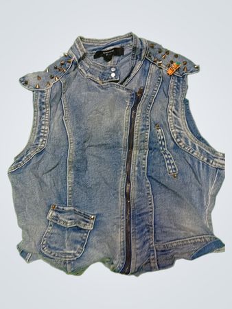 Forever 21 Denim Studded Biker Vest