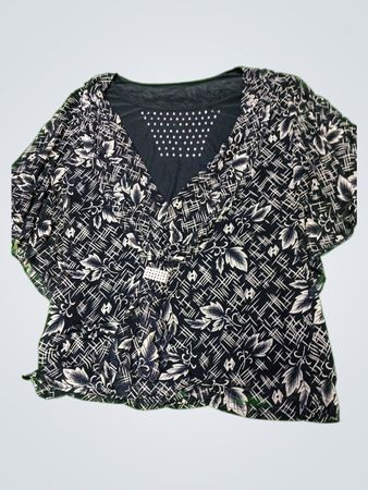 Unbranded Black and White Floral Sheer Blouse