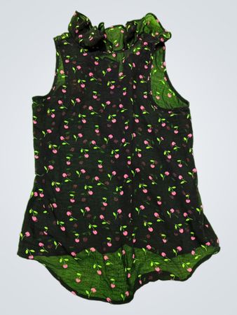 Black Cherry Pattern Sheer Sleeveless Top