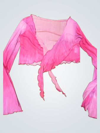 Unbranded Pink Tie-Dye Sheer Long-Sleeve Top
