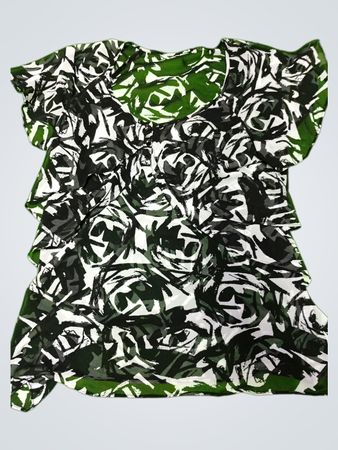 Blouse with Black and White Floral Pattern