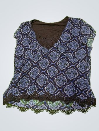 Lace-Trimmed Patterned Top