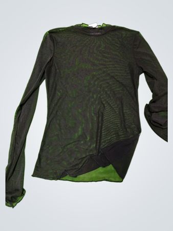 Black Long-Sleeve Sheer Top
