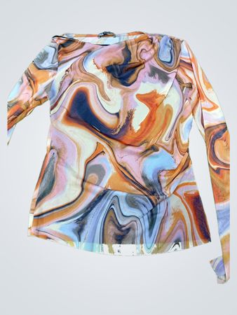 Zara Long-Sleeve Marble Print Top