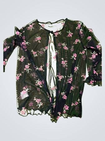 Green Floral Sheer Overlay