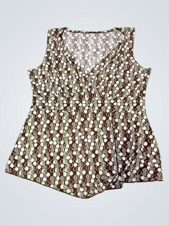 Brown Floral Pattern Sleeveless Top