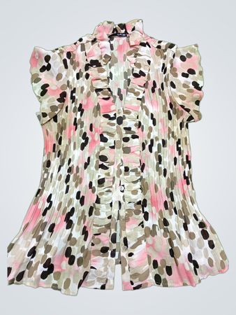 Blouse with Pink, Brown, and Black Polka Dots