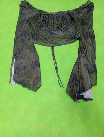 Unbranded Olive Floral Off-Shoulder Blouse