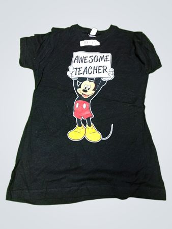 Disney Mickey Mouse Awesome Teacher Black Graphic T-Shirt