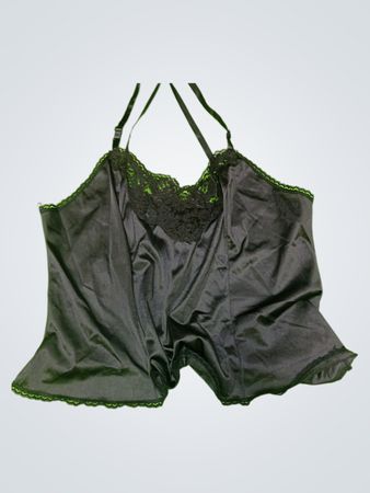 Black Lace-Trimmed Silk Cami
