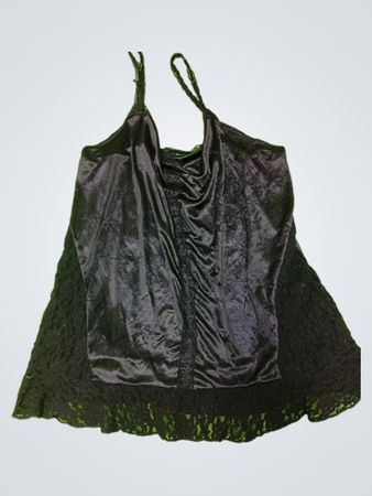 Black Satin Lace Trim Camisole