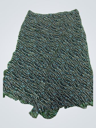 Women's Black Skirt with Blue and White Pattern