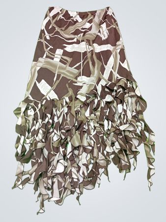 Brown Camouflage Fringed Skirt