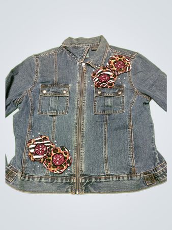 Denim Jacket with Floral Embellishments