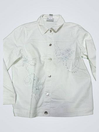 White Embroidered Button-Down Shirt