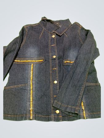 Denim Jacket with Gold Accents