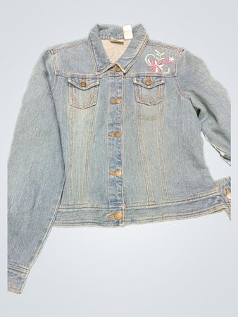 Denim Jacket with Floral Embroidery