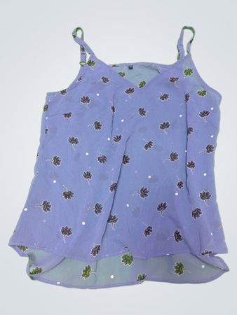 Unbranded Purple Leaf Print Spaghetti Strap Top