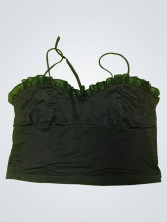 Black Ruffled Crop Top