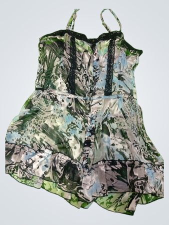 Green and Blue Floral Pattern Dress