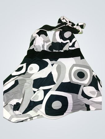 Black, Gray, and White Halter Dress